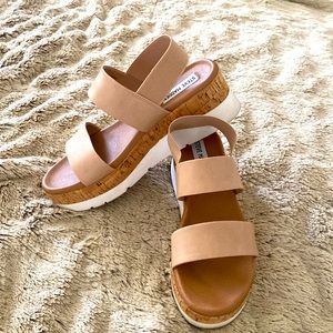 Steve Madden platform sandals; blush